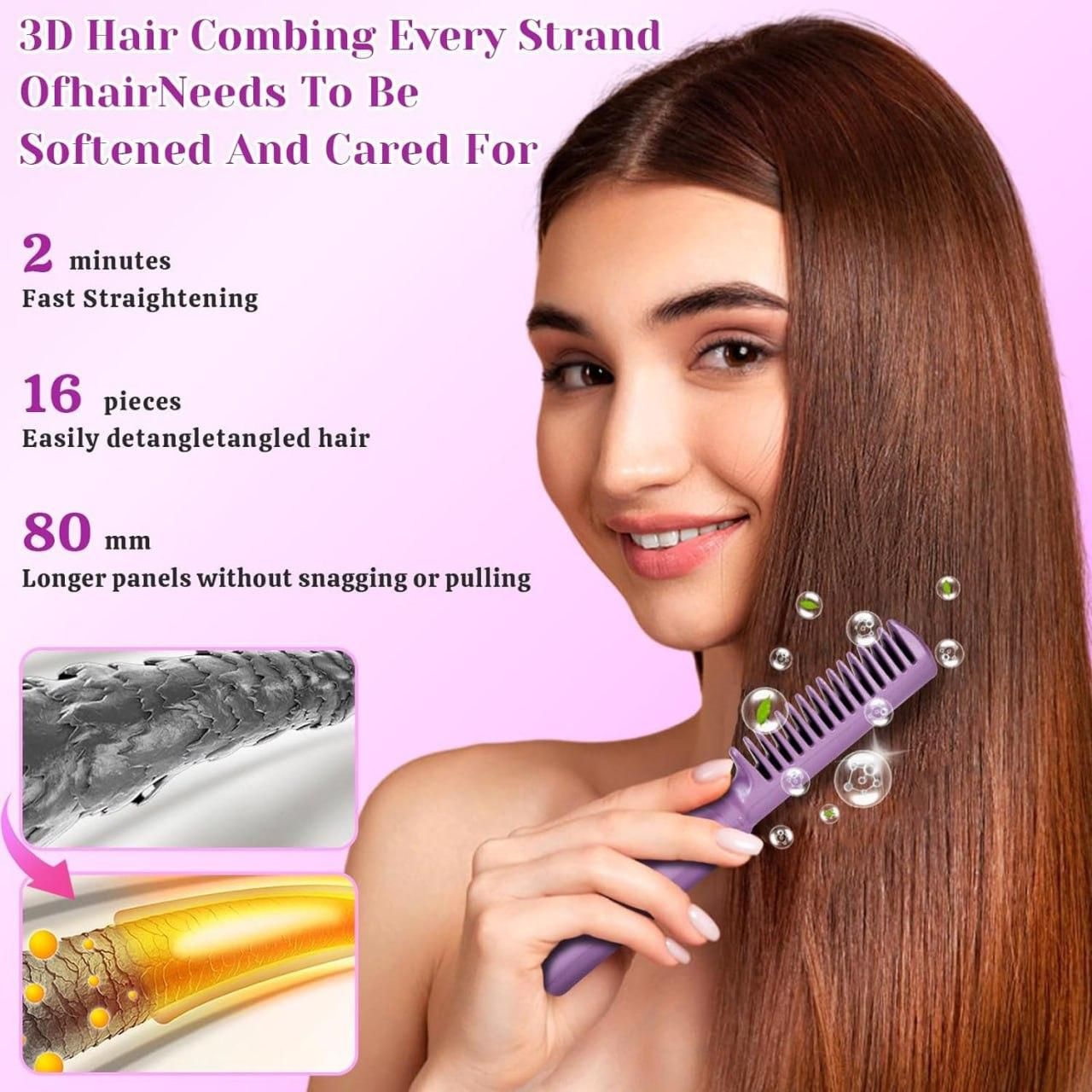 Meneflix Portable Cordless Hair Straightener | Mini Rechargeable Hot Comb with Adjustable Heat