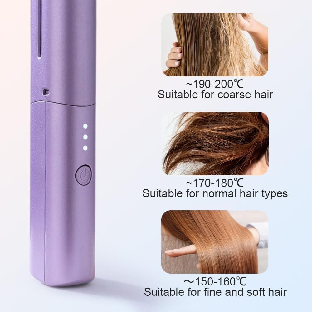 Meneflix Portable Cordless Hair Straightener | Mini Rechargeable Hot Comb with Adjustable Heat